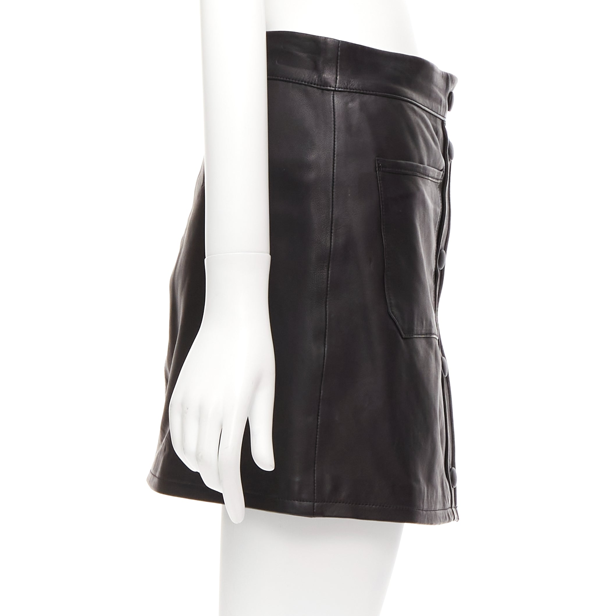 Frame Leather Pocket Skirt - 4