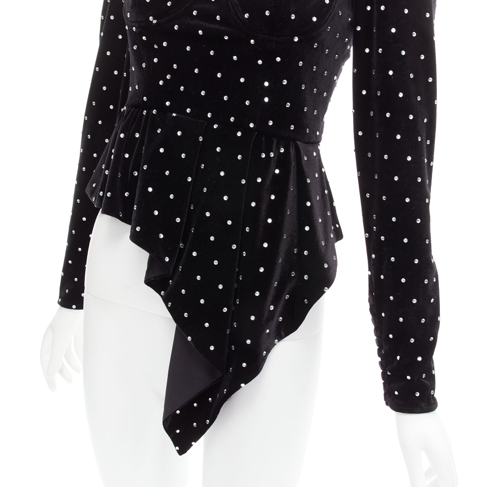 Self-portrait Crystal Velvet Top - Back view