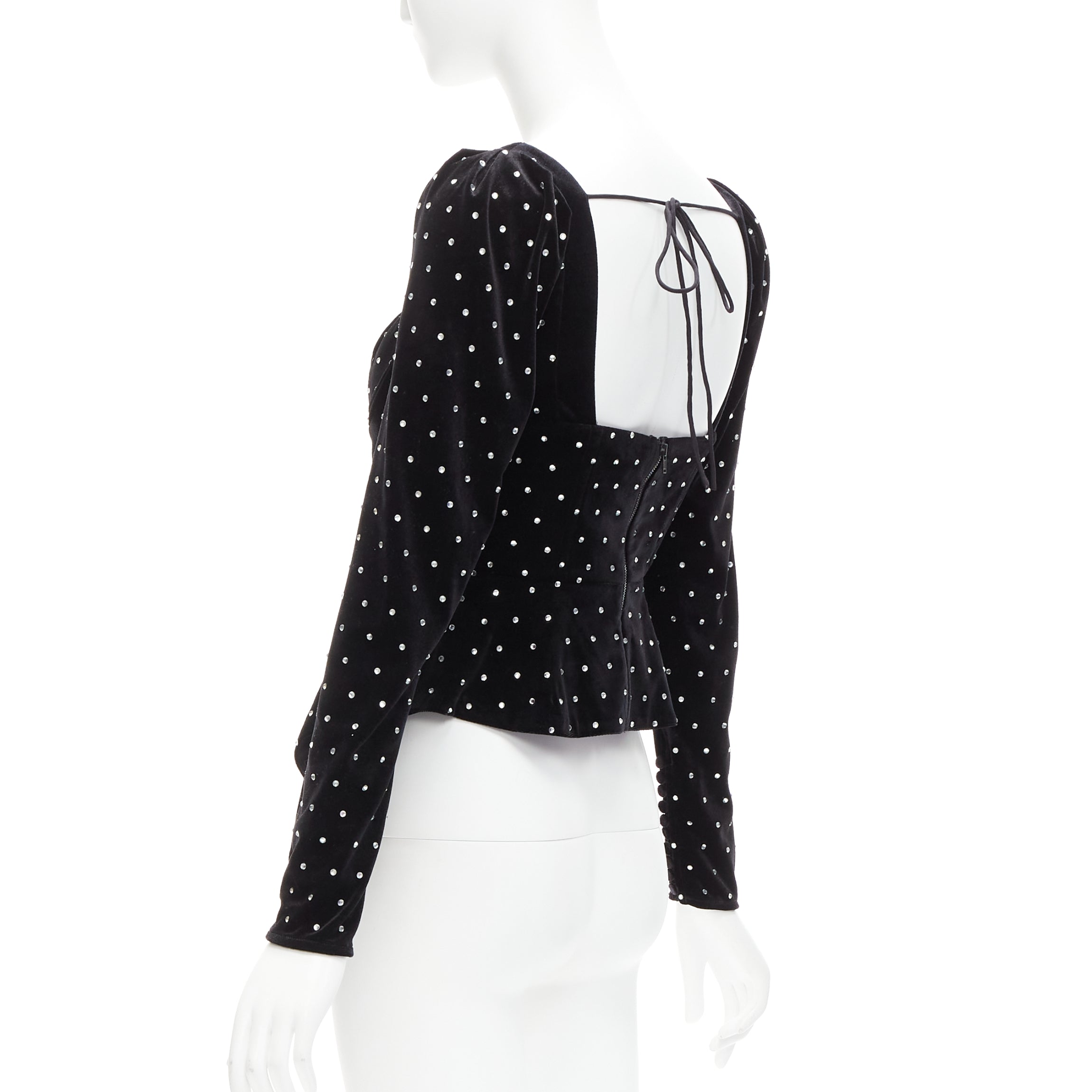 Self-portrait Crystal Velvet Top - Detail 1