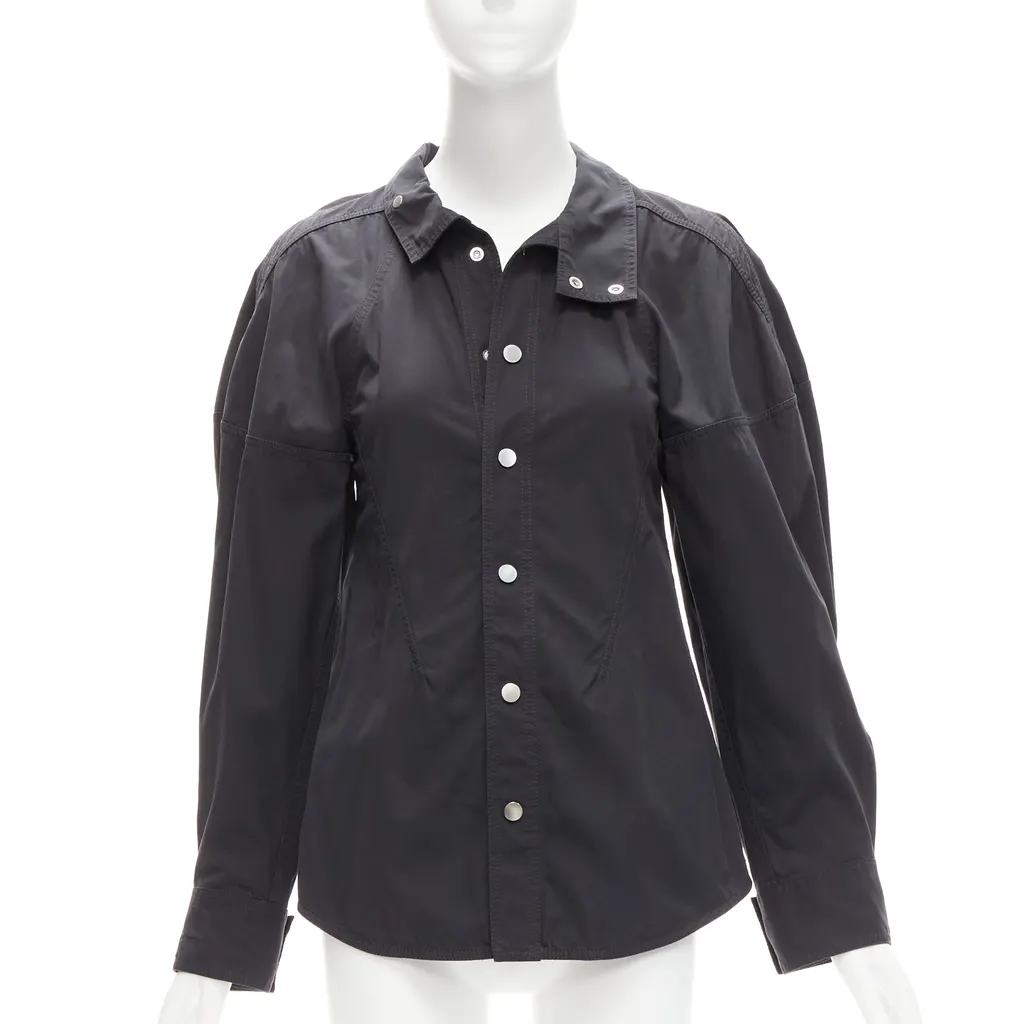 Bottega Veneta 3D Snap Shirt Black Cotton Good - Front View