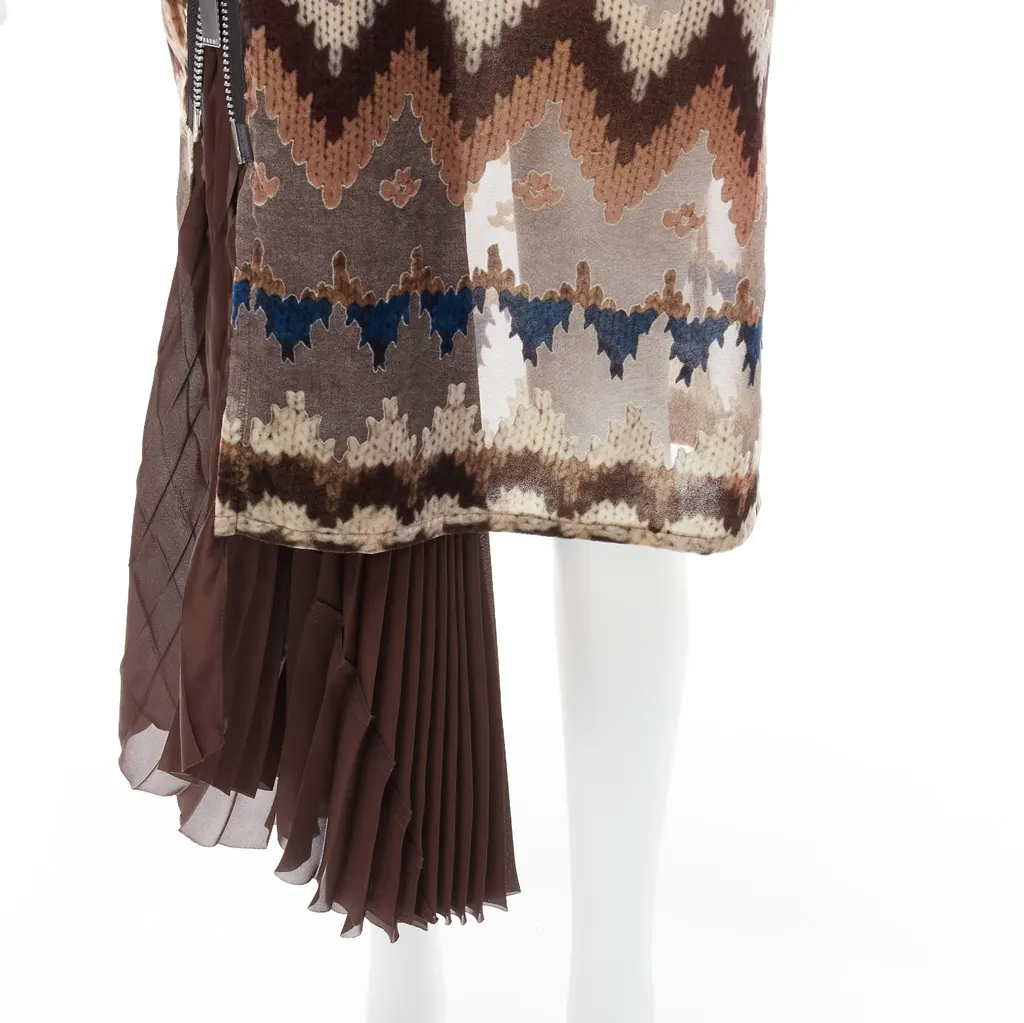 Sacai Ethnic Devore Dress Brown Never worn - Back View