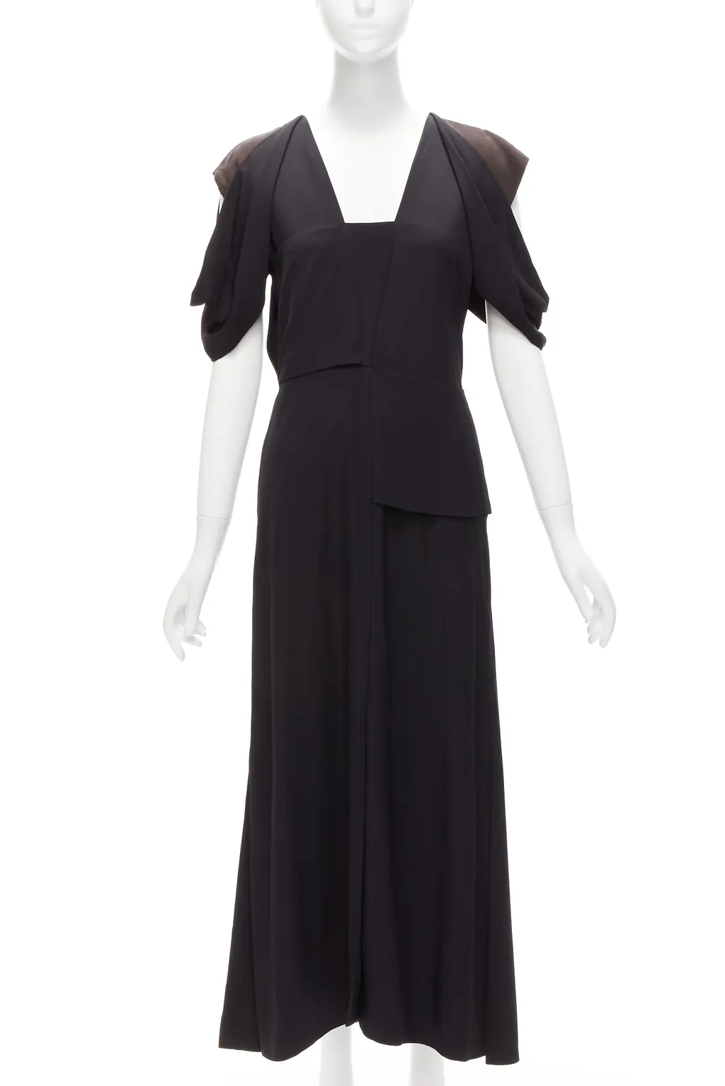 Bottega Veneta Woven Layered Dress Black Viscose Very good - Front View