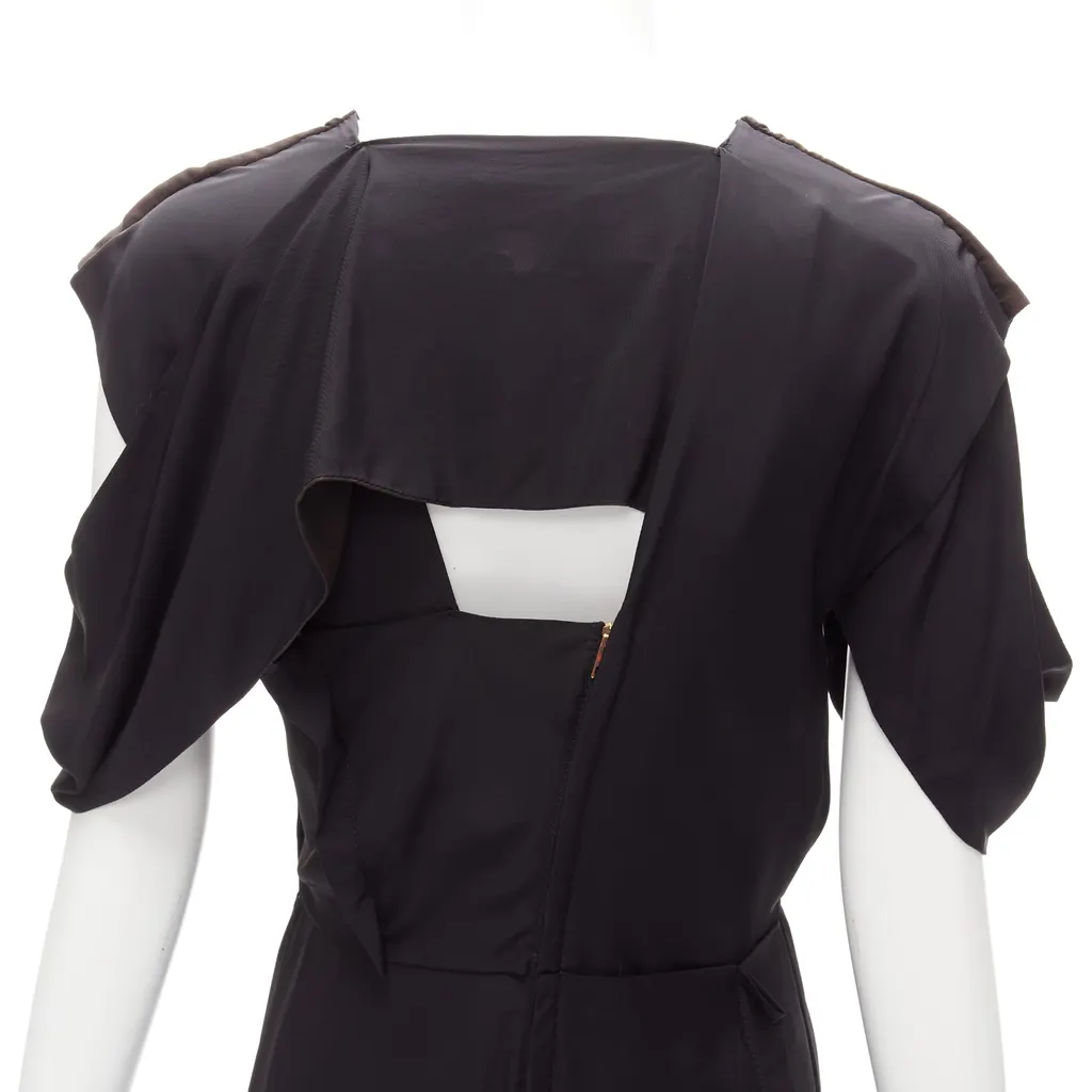 Bottega Veneta Woven Layered Dress Black Viscose Very good - Back View