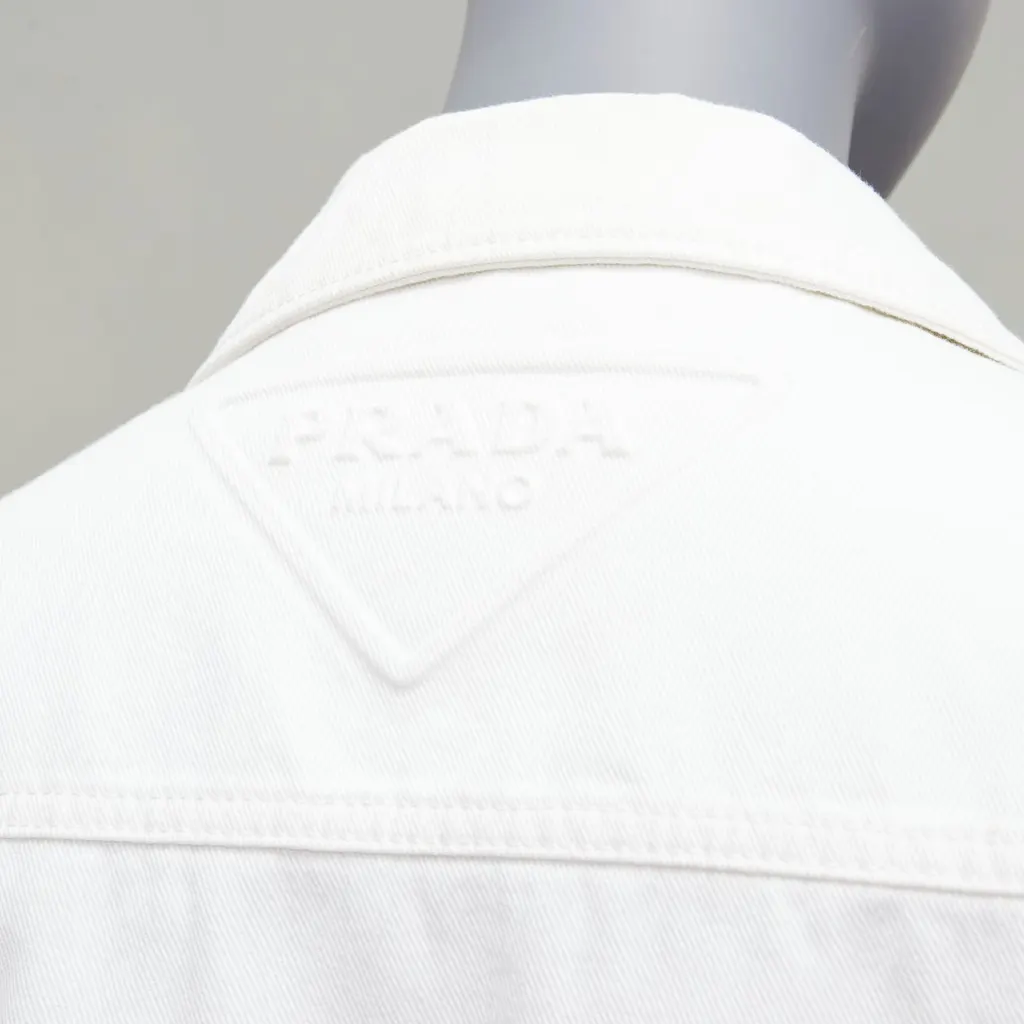 Prada White Cropped Denim Jacket White Cotton Good - Back View