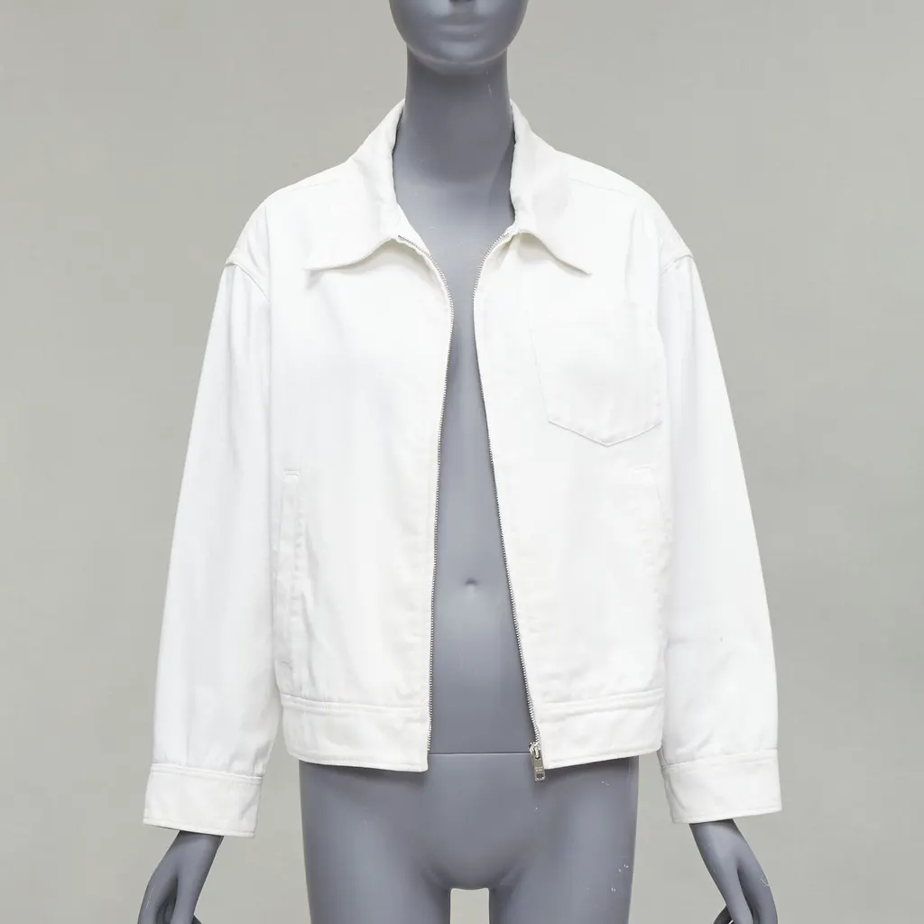 Prada White Cropped Denim Jacket White Cotton Good - Inside View