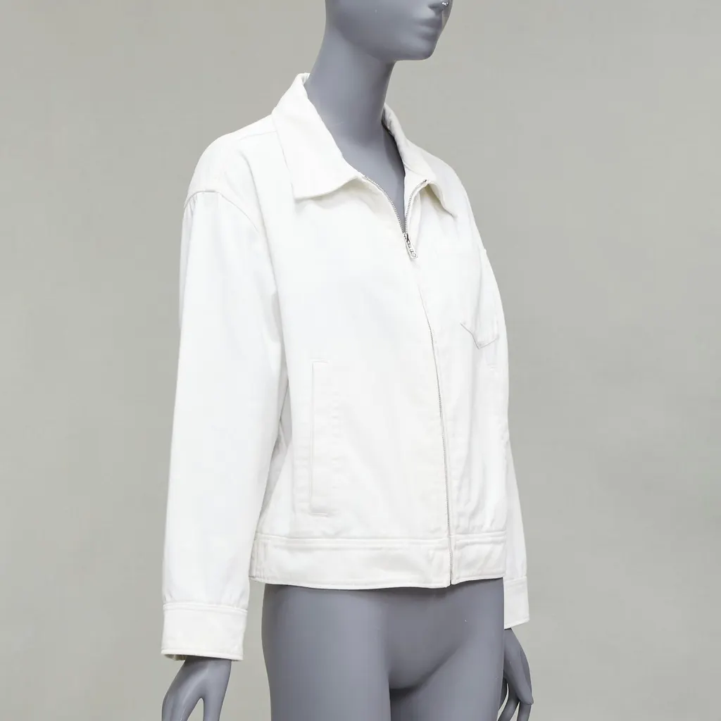 Prada White Cropped Denim Jacket White Cotton Good - Model View
