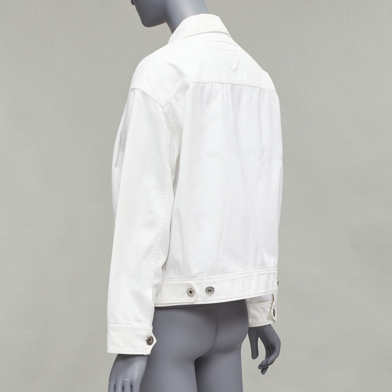 Prada White Cropped Denim Jacket - Detail 2