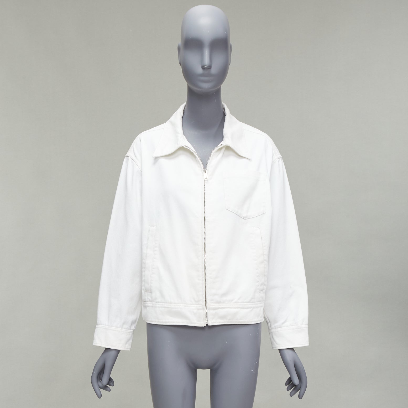 Prada White Cropped Denim Jacket - Image 12