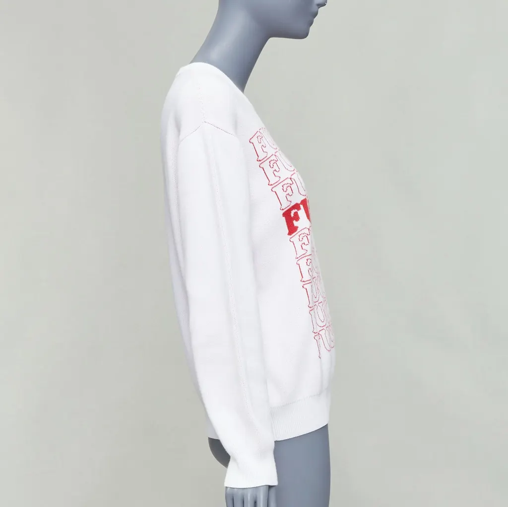 Supreme Slogan Pullover White Cotton Good - Model View