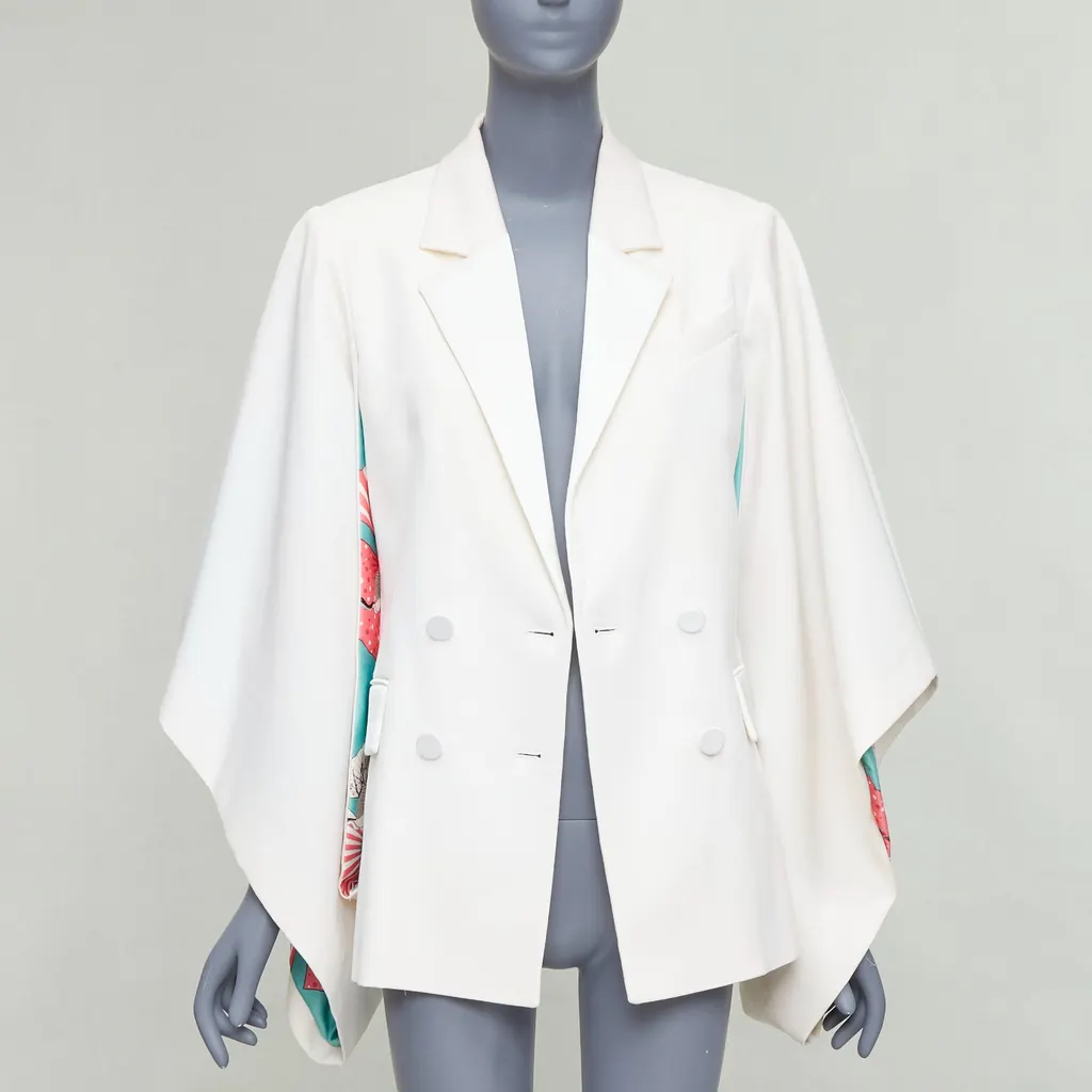 Racil Satin Tuxedo Jacket Beige Wool Very good - Model View