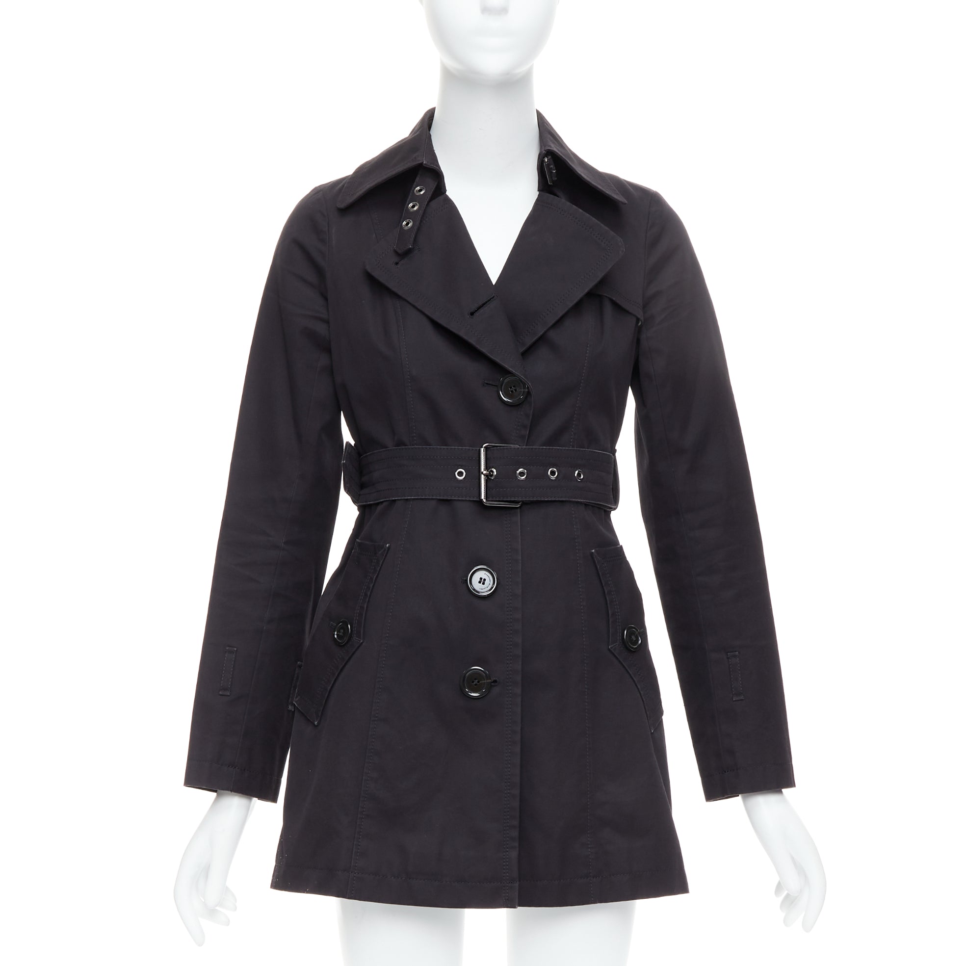 Burberry Black Grommet Trench Coat