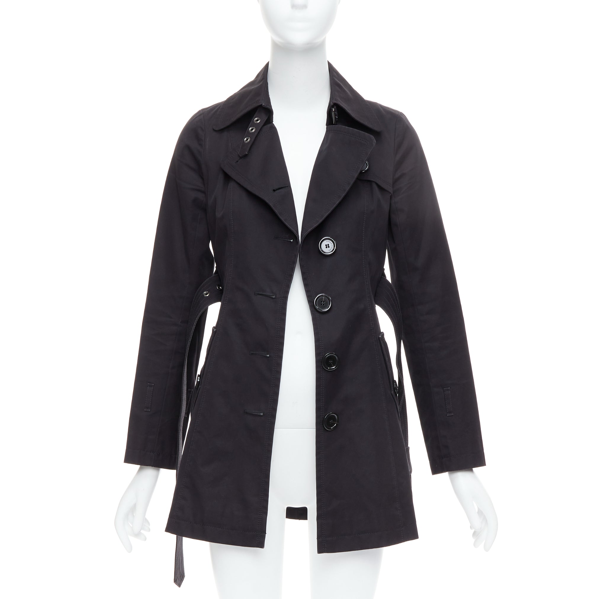 Burberry Black Grommet Trench Coat - Image 6