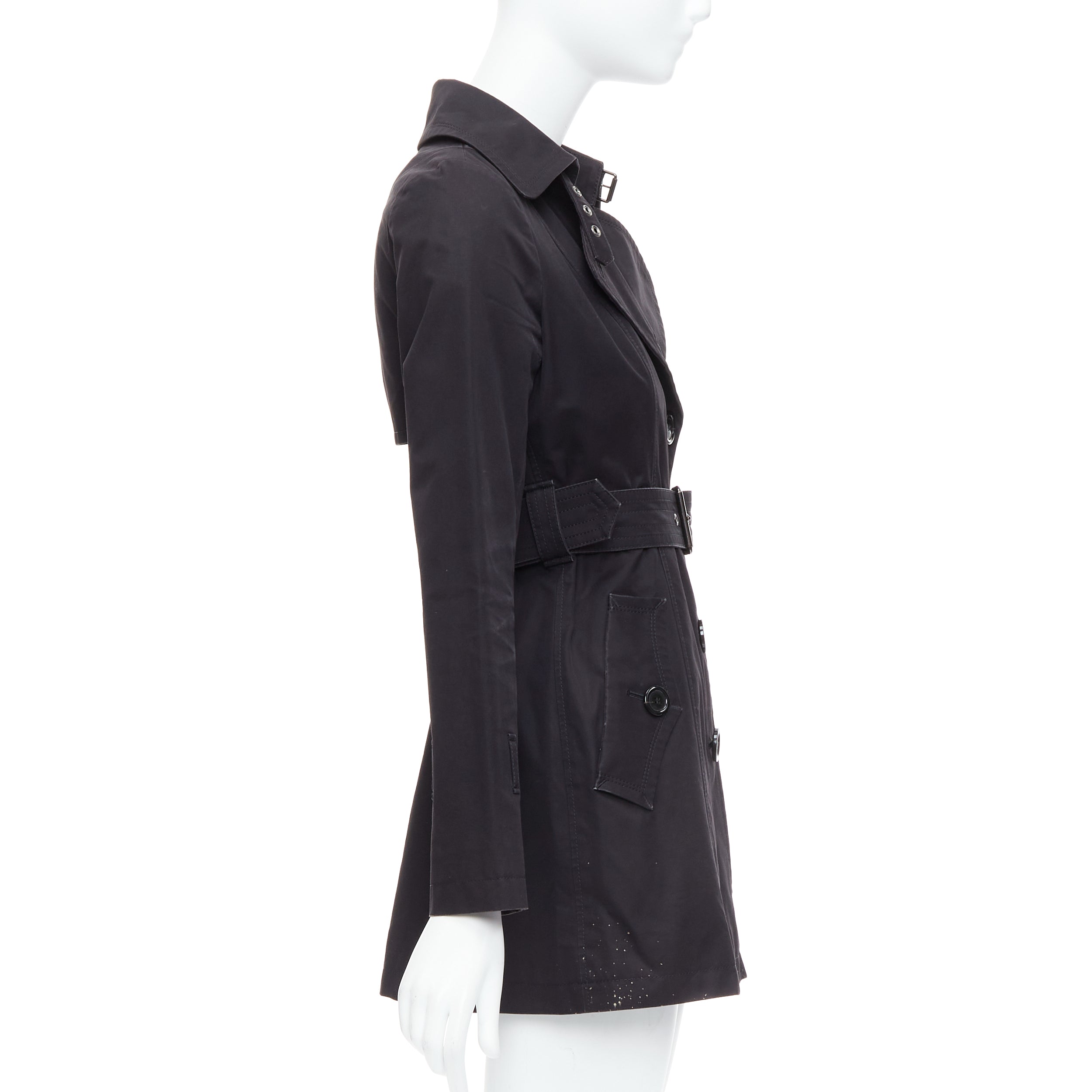 Burberry Black Grommet Trench Coat - Side view