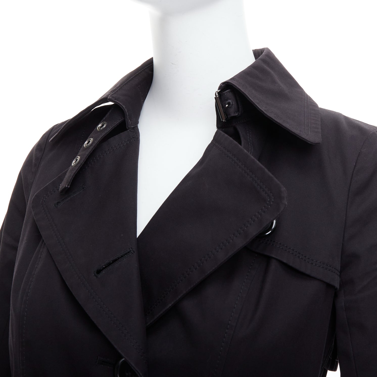 Burberry Black Grommet Trench Coat - Image 10