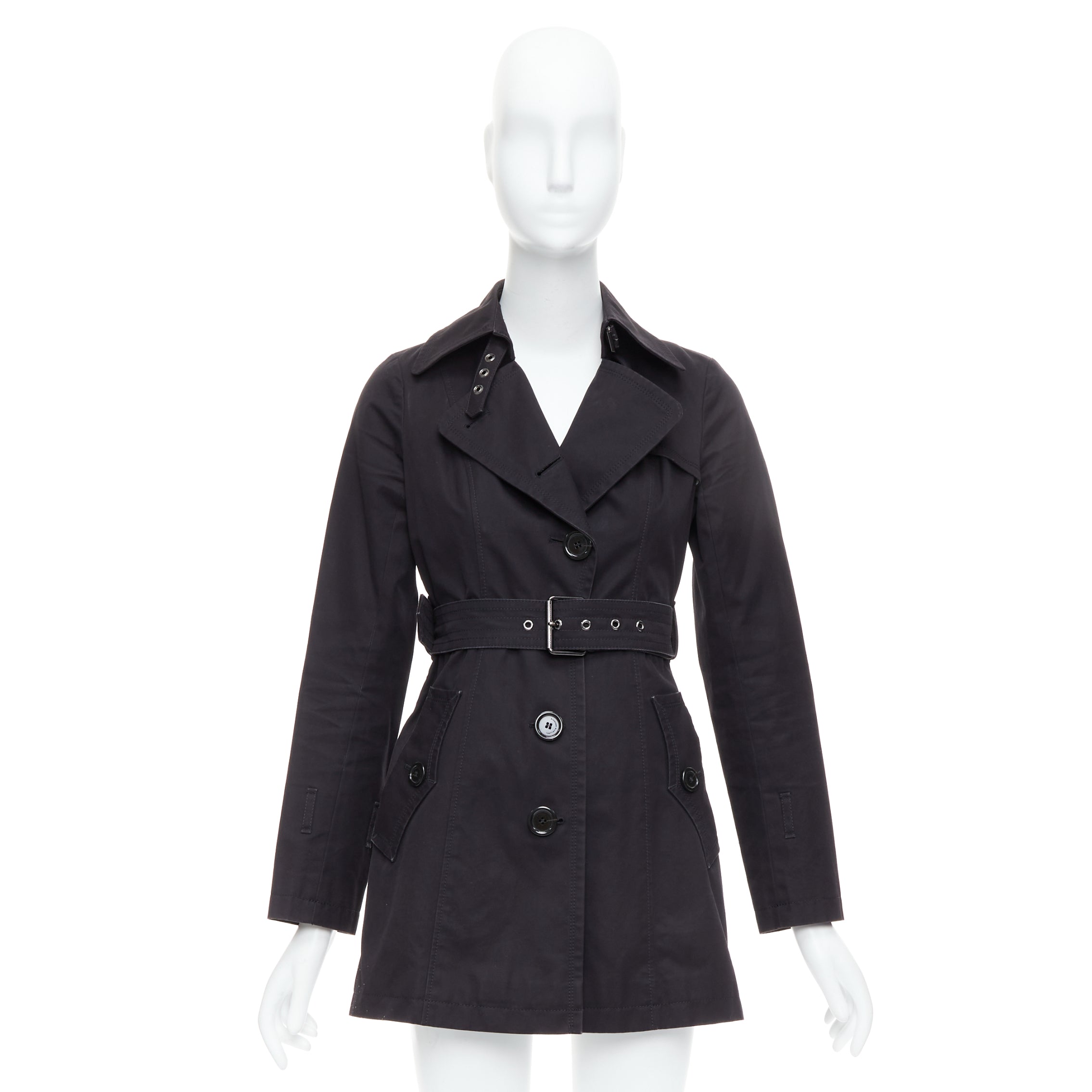 Burberry Black Grommet Trench Coat - Image 12