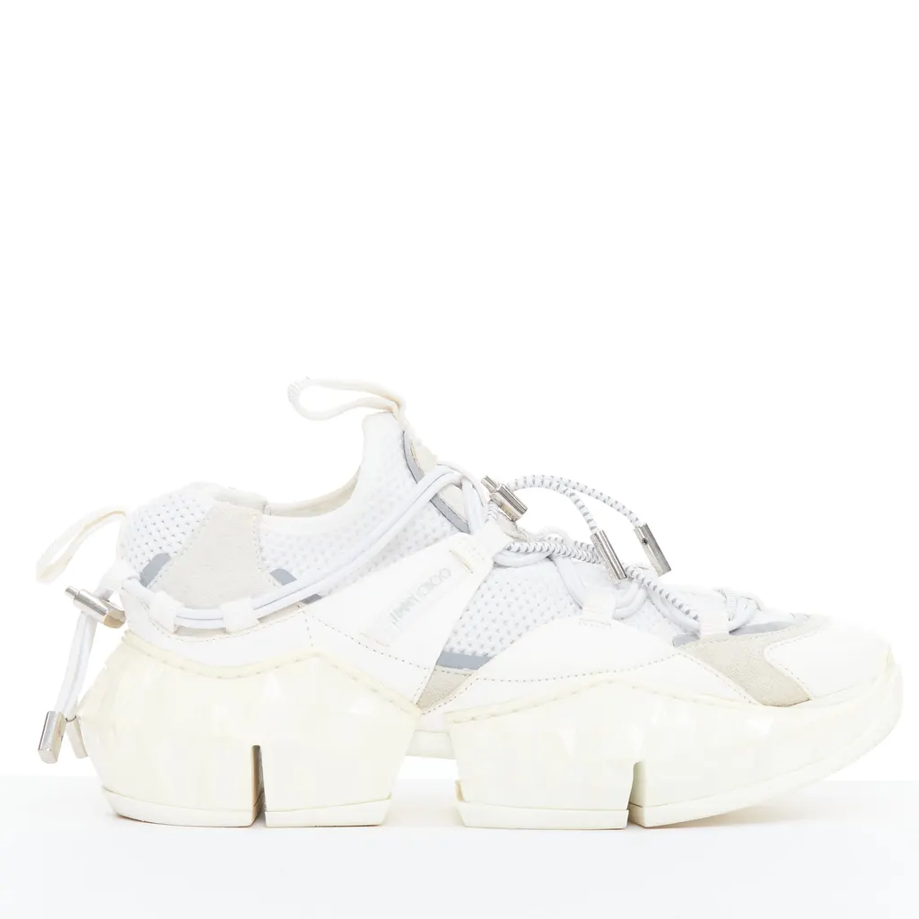 Jimmy Choo Diamond Trail White Leather Good - Front View