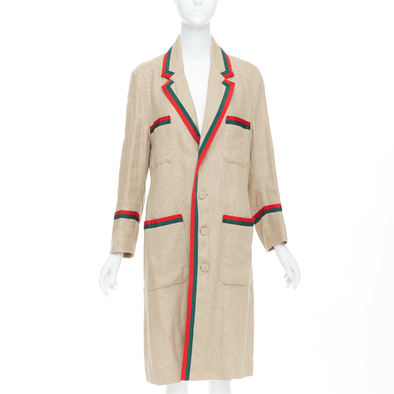 Gucci Beige Web Trim Coat