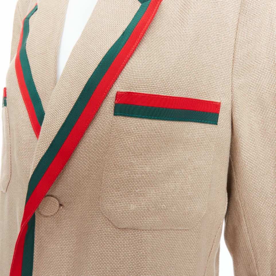 Gucci Beige Web Trim Coat - Back view