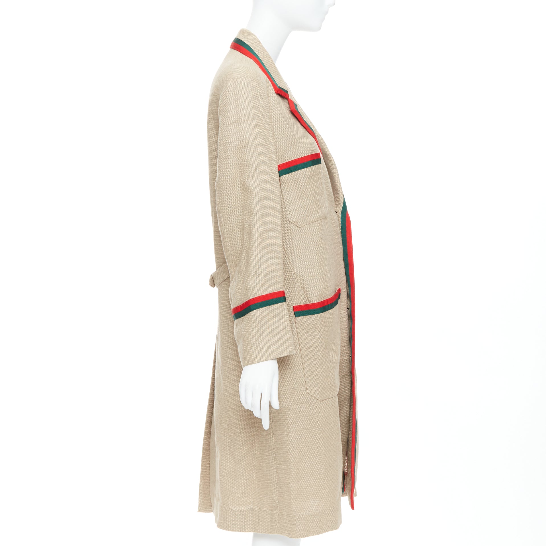 Gucci Beige Web Trim Coat - Side view
