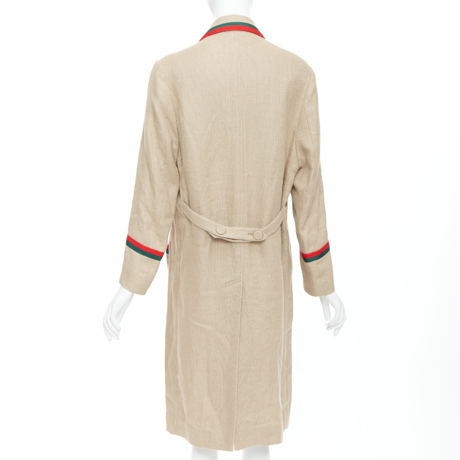 Gucci Beige Web Trim Coat - Detail 1