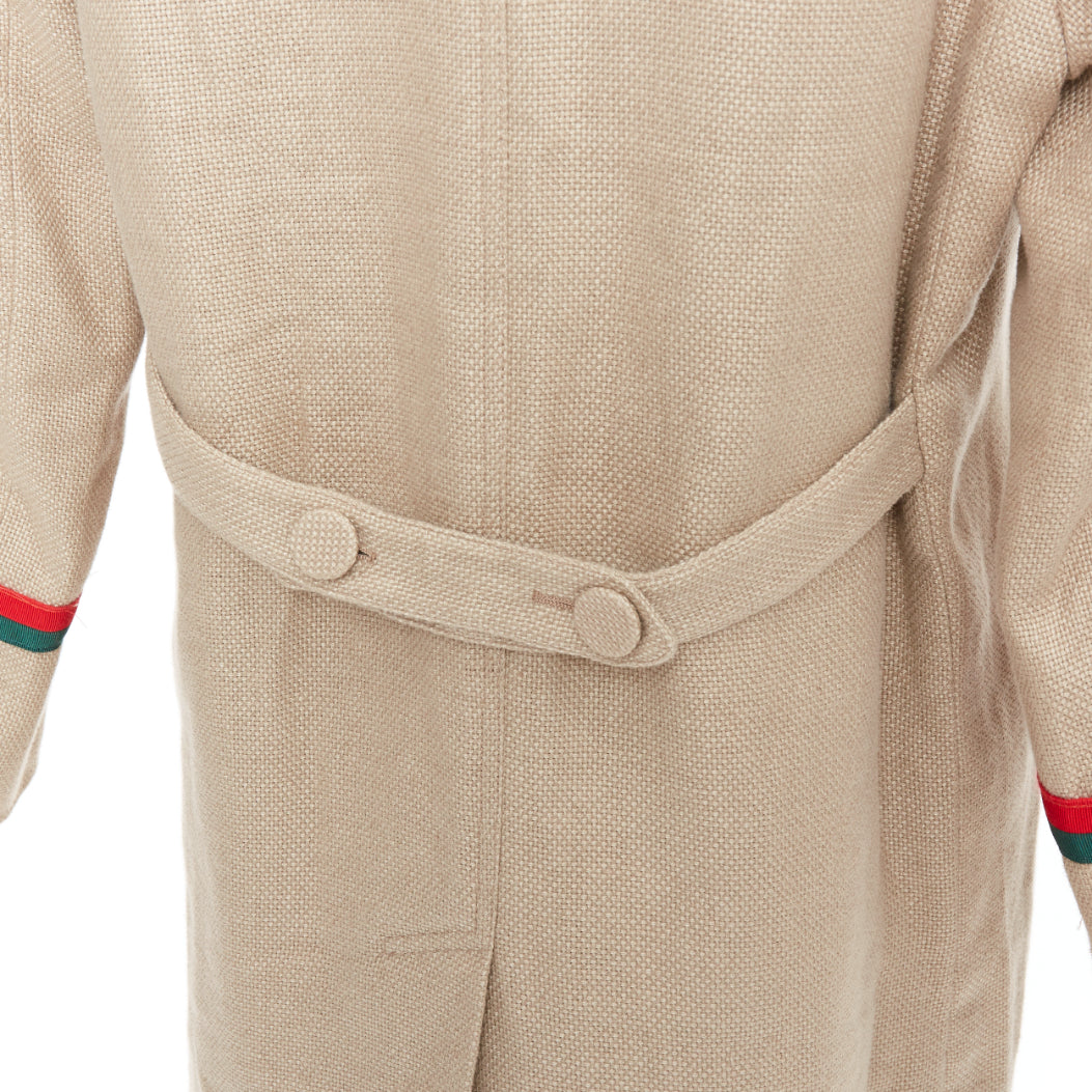 Gucci Beige Web Trim Coat - Image 10