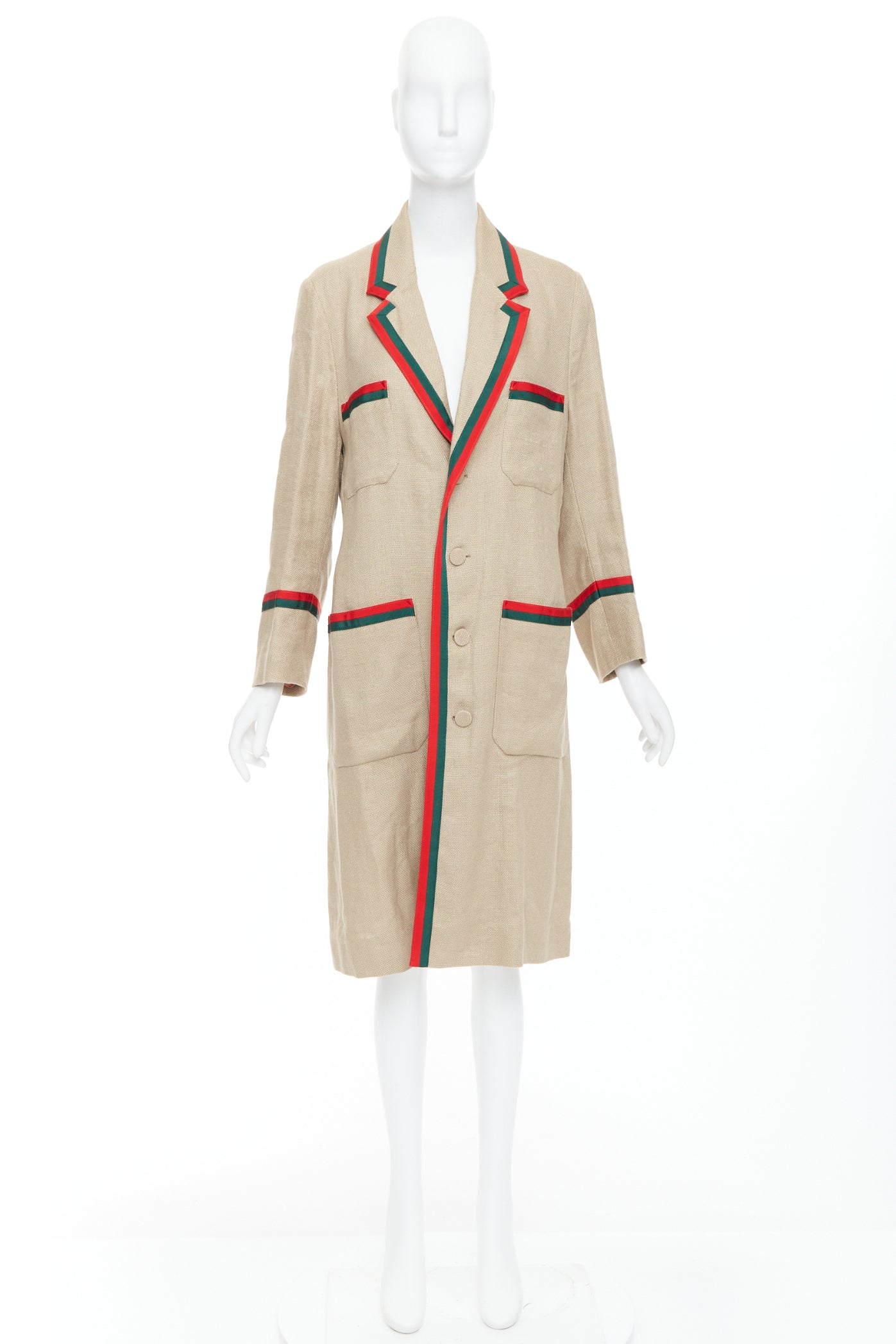Gucci Beige Web Trim Coat - Image 12