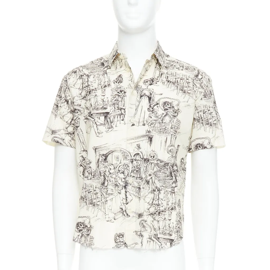 Saint Laurent Skeleton Print Shirt Beige Cotton Very good - Front View