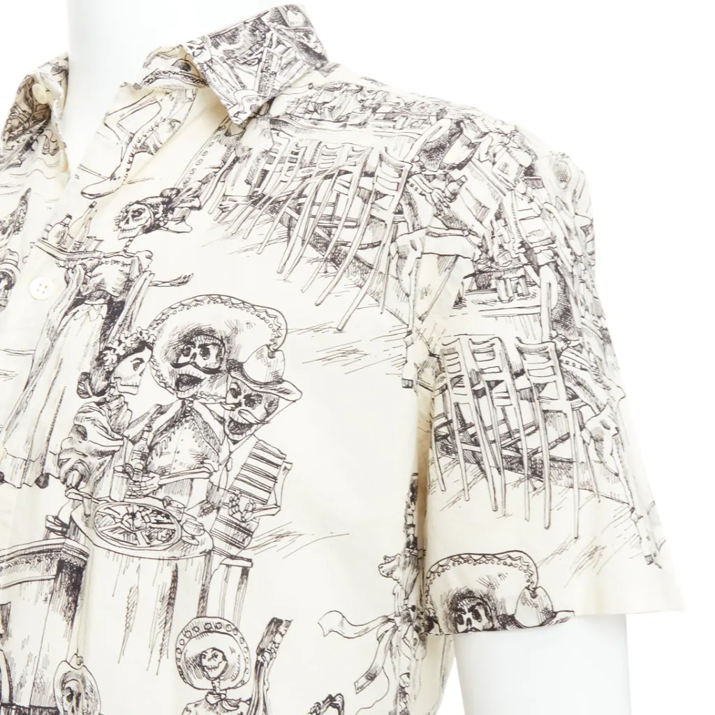 Saint Laurent Skeleton Print Shirt Beige Cotton Very good - Back View