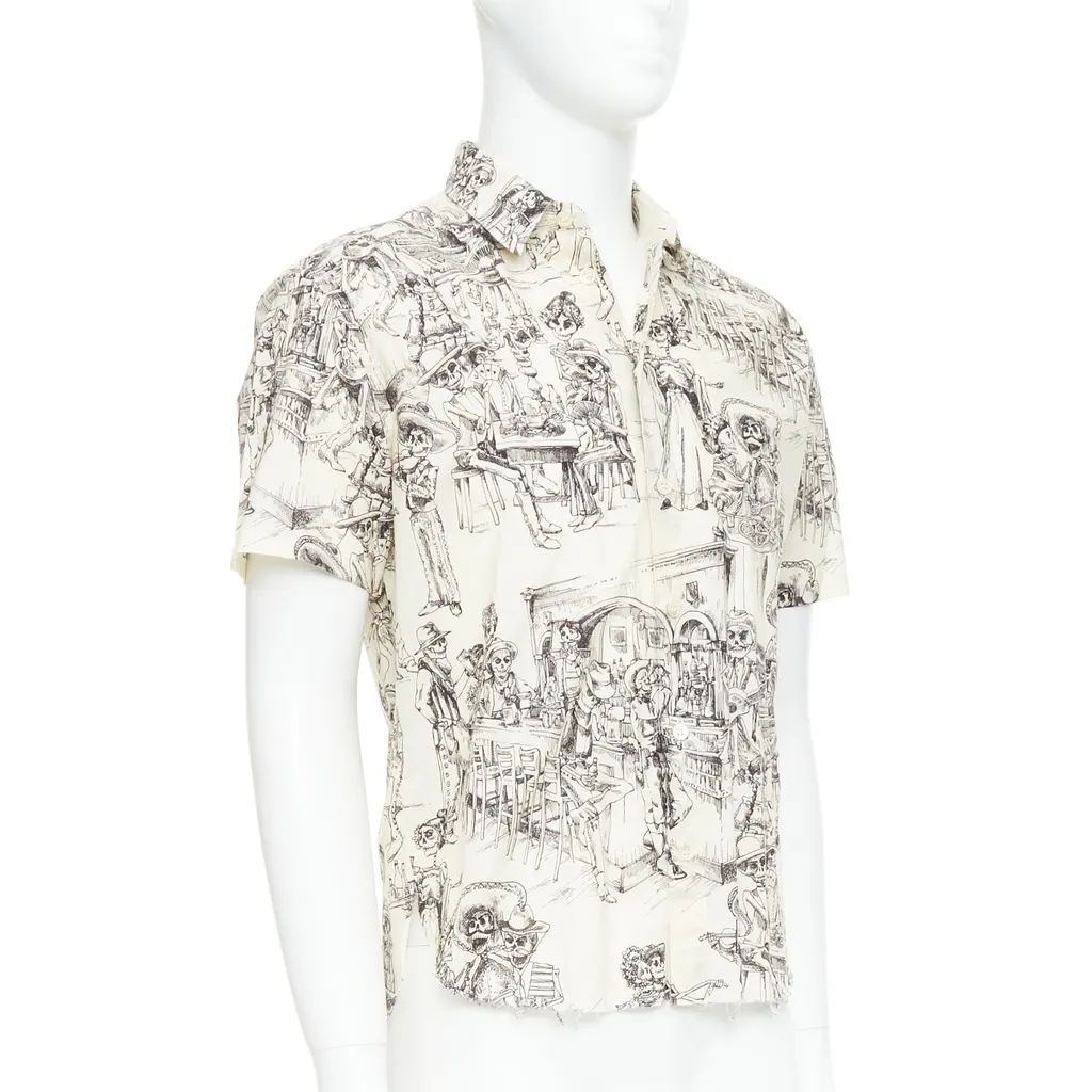 Saint Laurent Skeleton Print Shirt Beige Cotton Very good - Inside View
