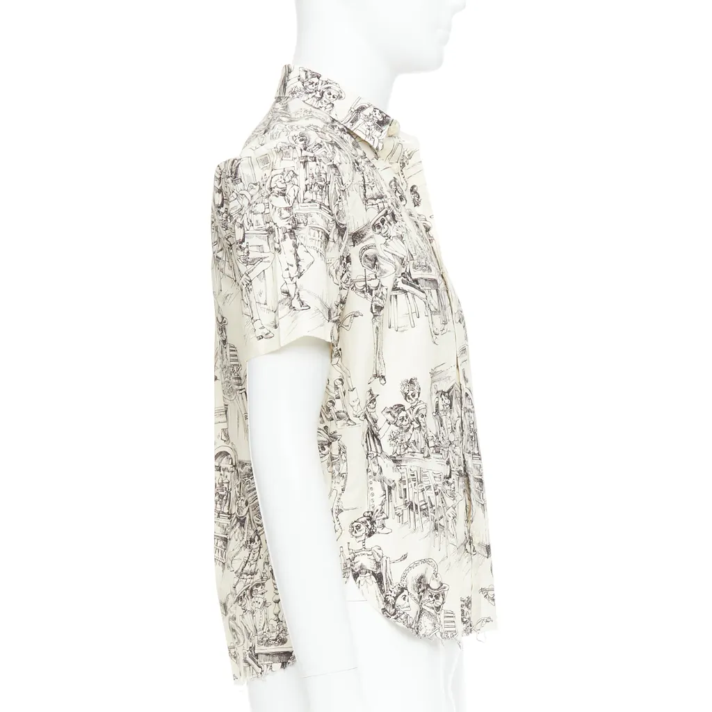Saint Laurent Skeleton Print Shirt Beige Cotton Very good - Model View