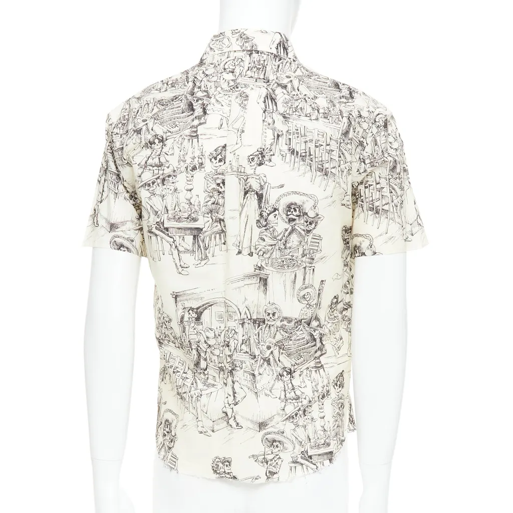 Saint Laurent Skeleton Print Shirt Beige Cotton Very good - Box View