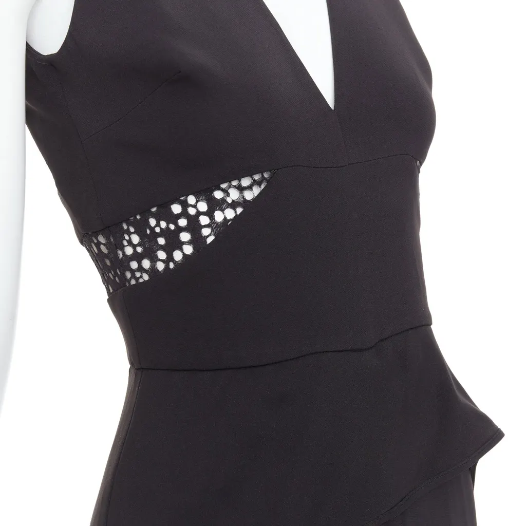 Elie Saab Sheer Drape Jumpsuit Black Polyester Good - Back View