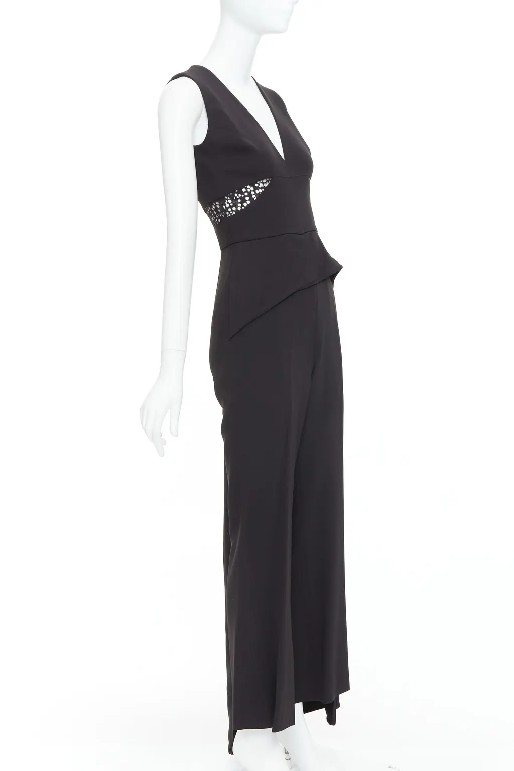 Elie Saab Sheer Drape Jumpsuit Black Polyester Good - Inside View