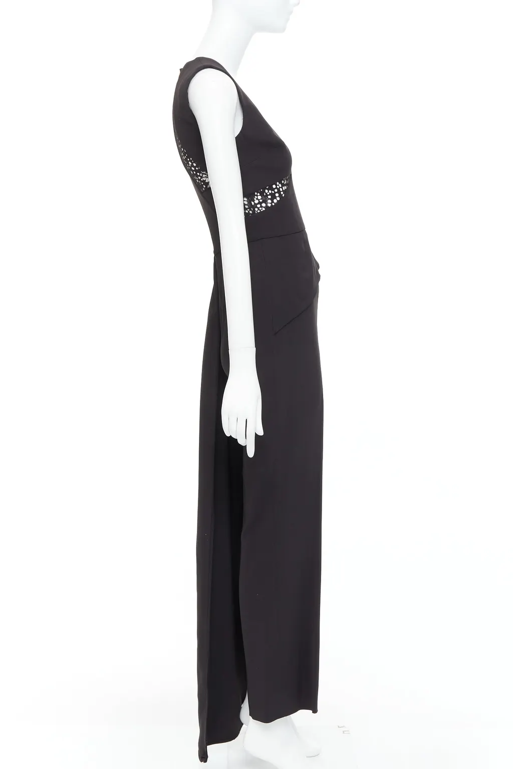 Elie Saab Sheer Drape Jumpsuit Black Polyester Good - Model View