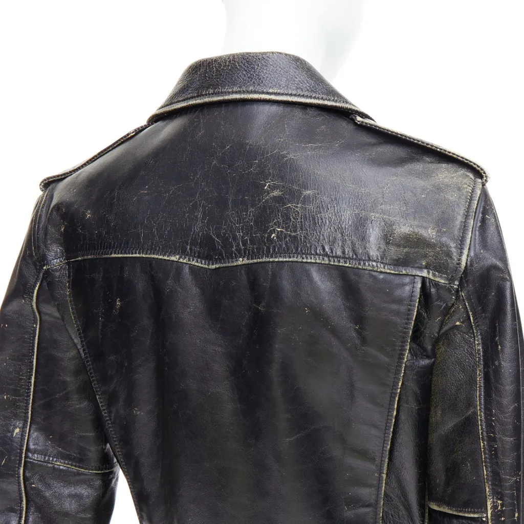 Saint Laurent Black Calfskin Biker Jacket Black Leather Very good - Back View