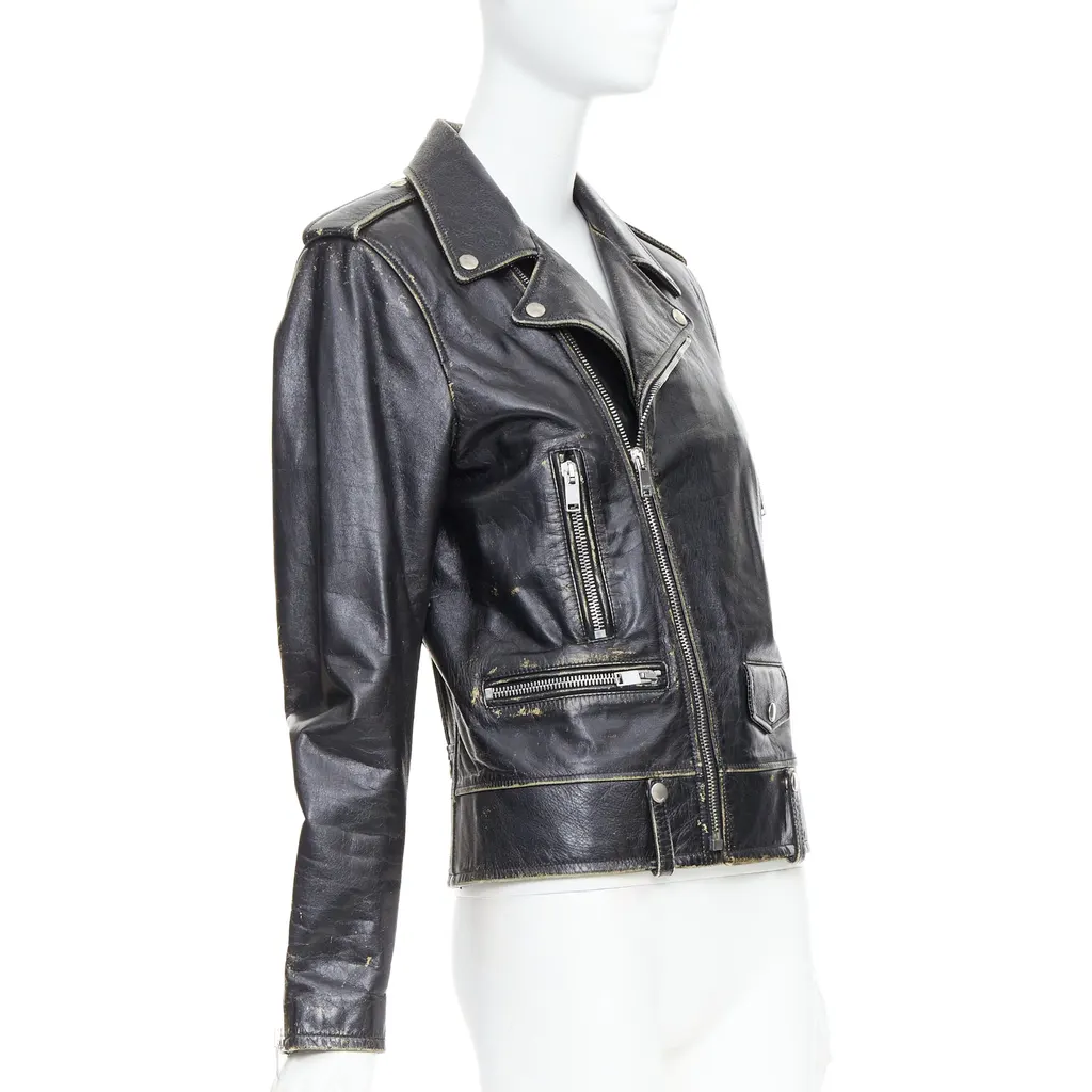 Saint Laurent Black Calfskin Biker Jacket Black Leather Very good - Inside View