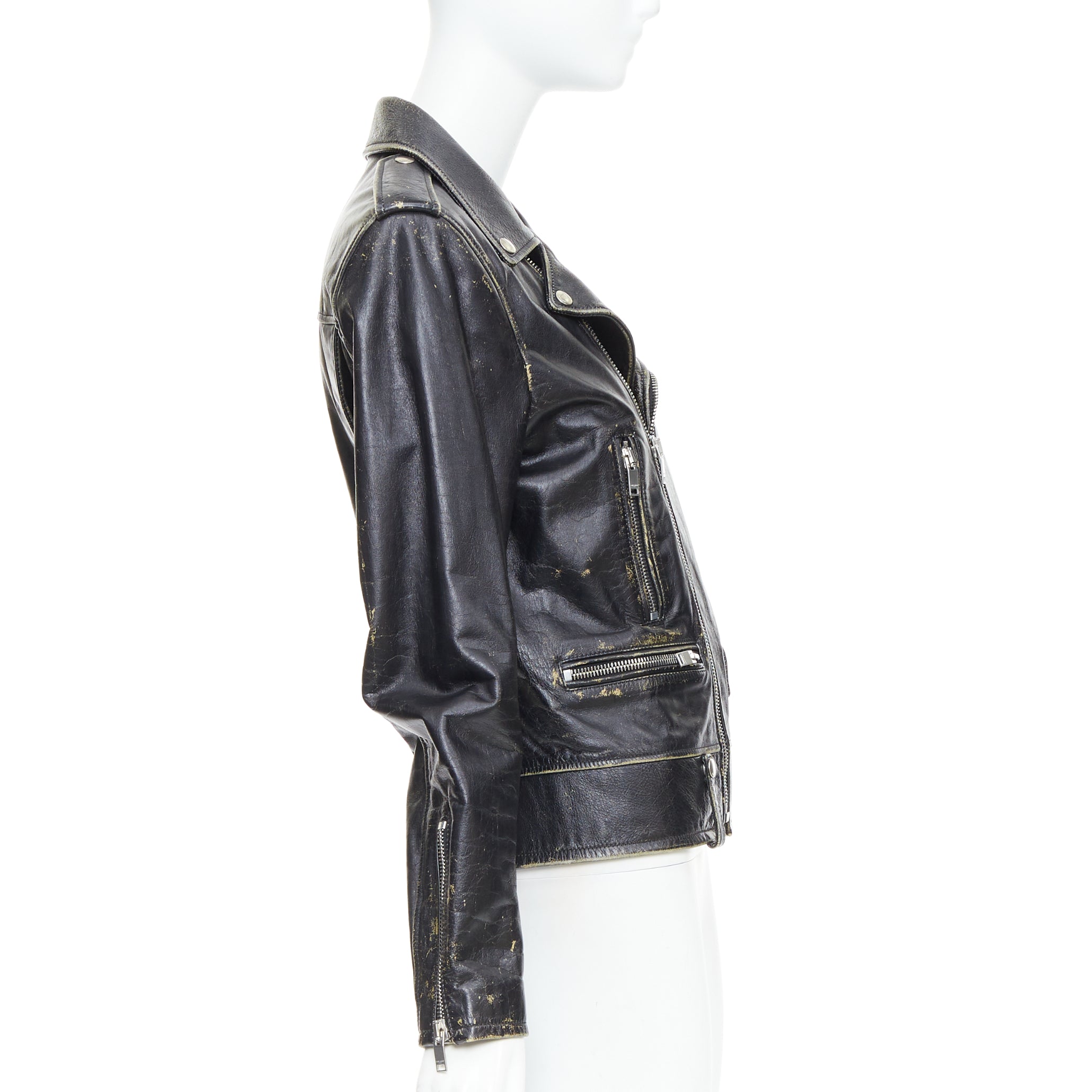 Saint Laurent Black Calfskin Biker Jacket - 4