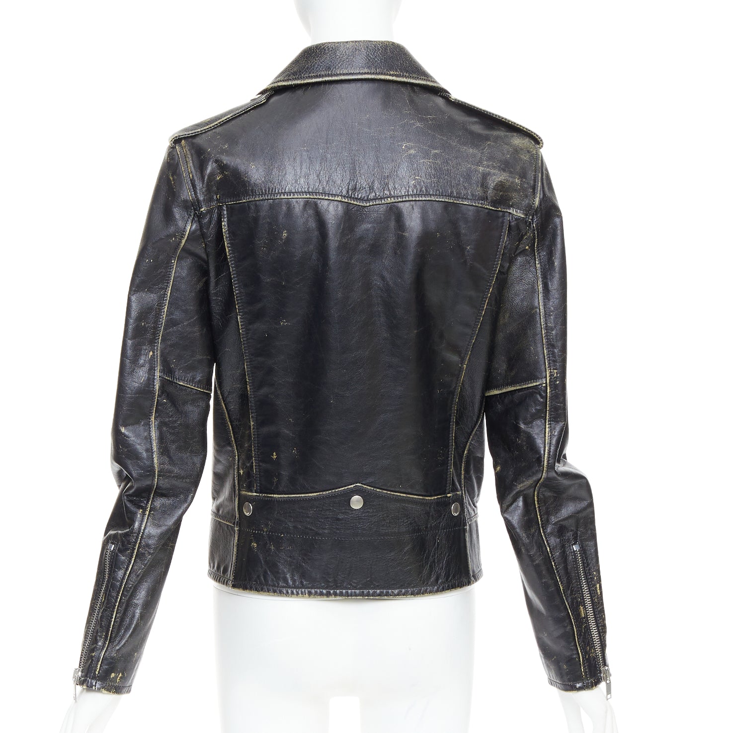 Saint Laurent Black Calfskin Biker Jacket - Side view