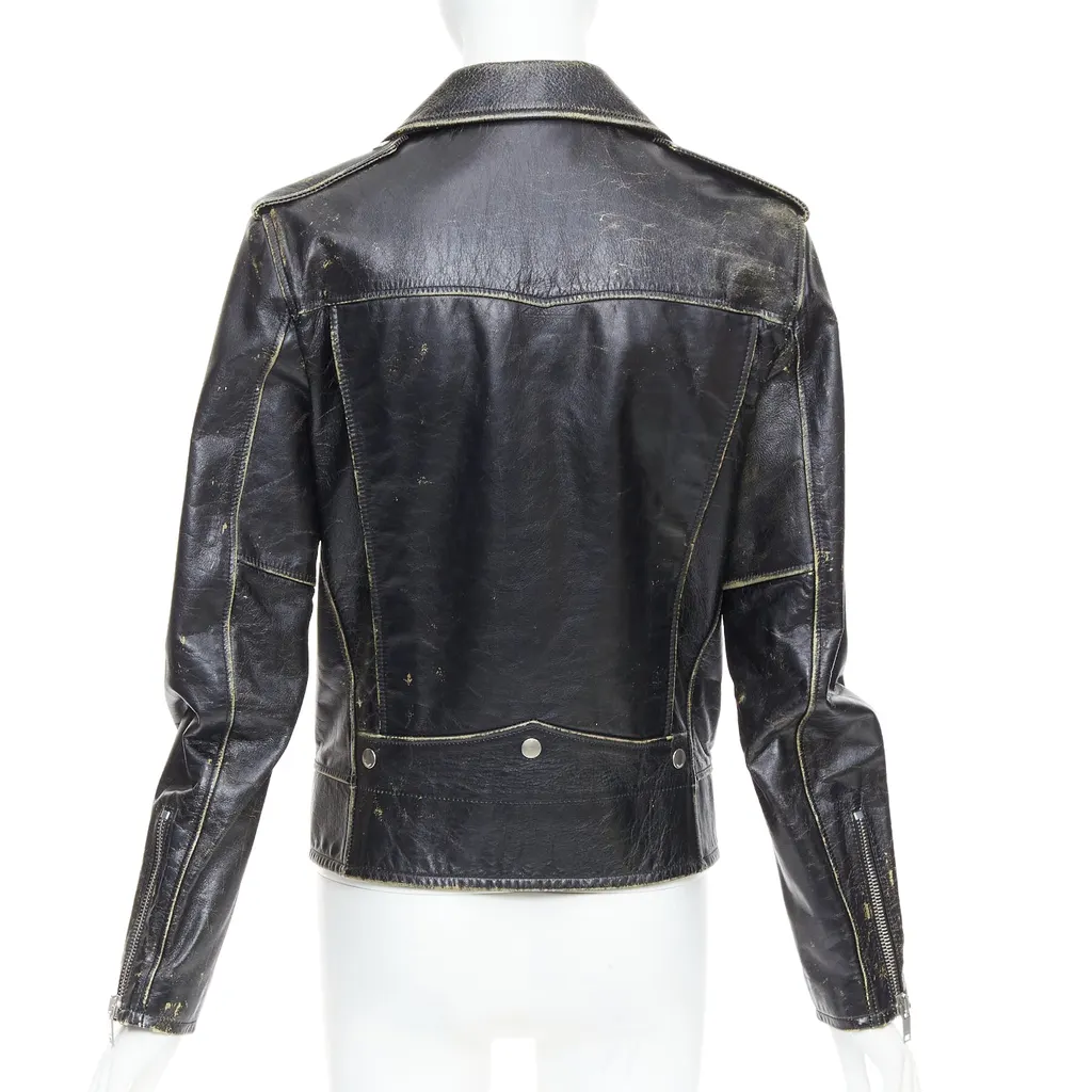 Saint Laurent Black Calfskin Biker Jacket Black Leather Very good - Box View