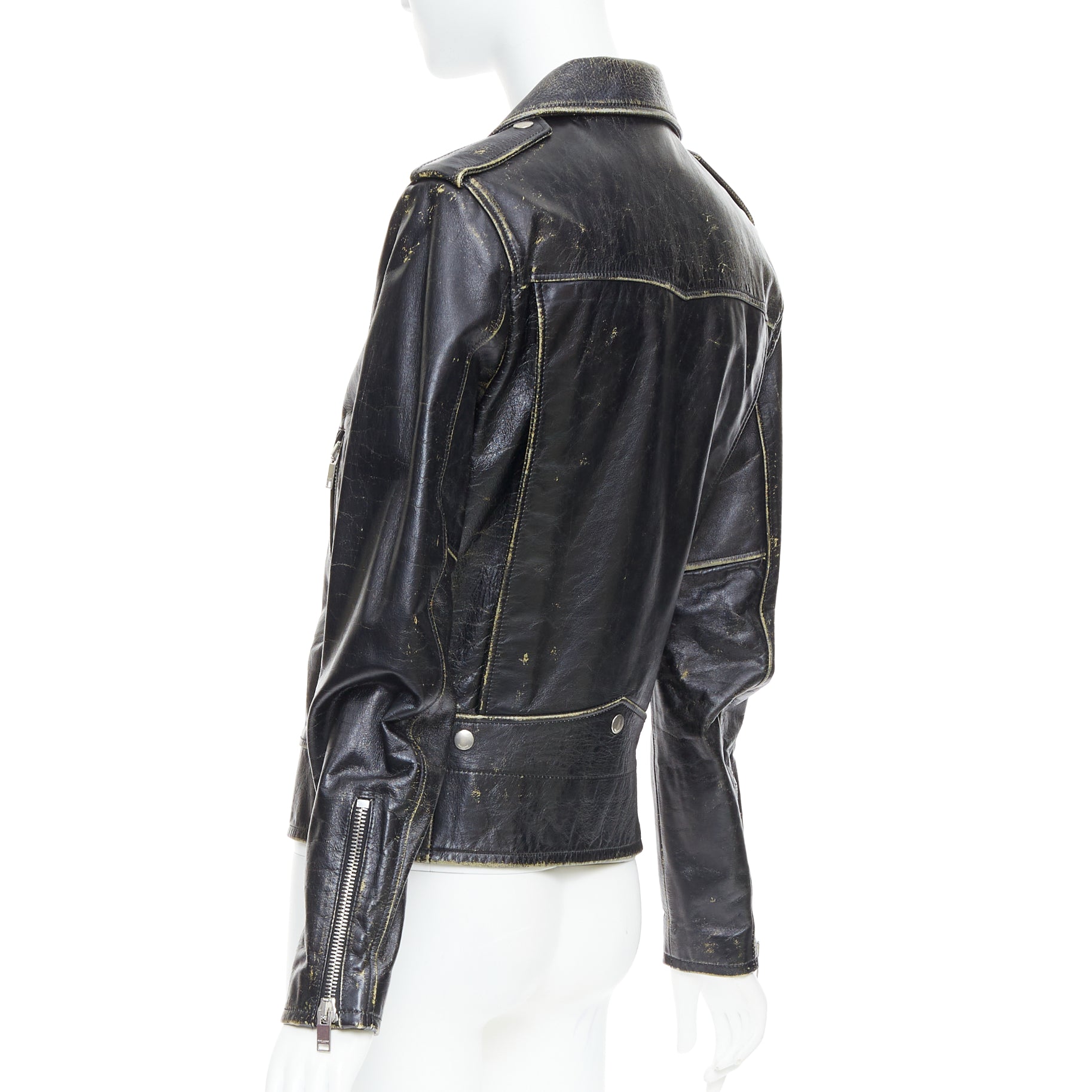 Saint Laurent Black Calfskin Biker Jacket - Detail 1
