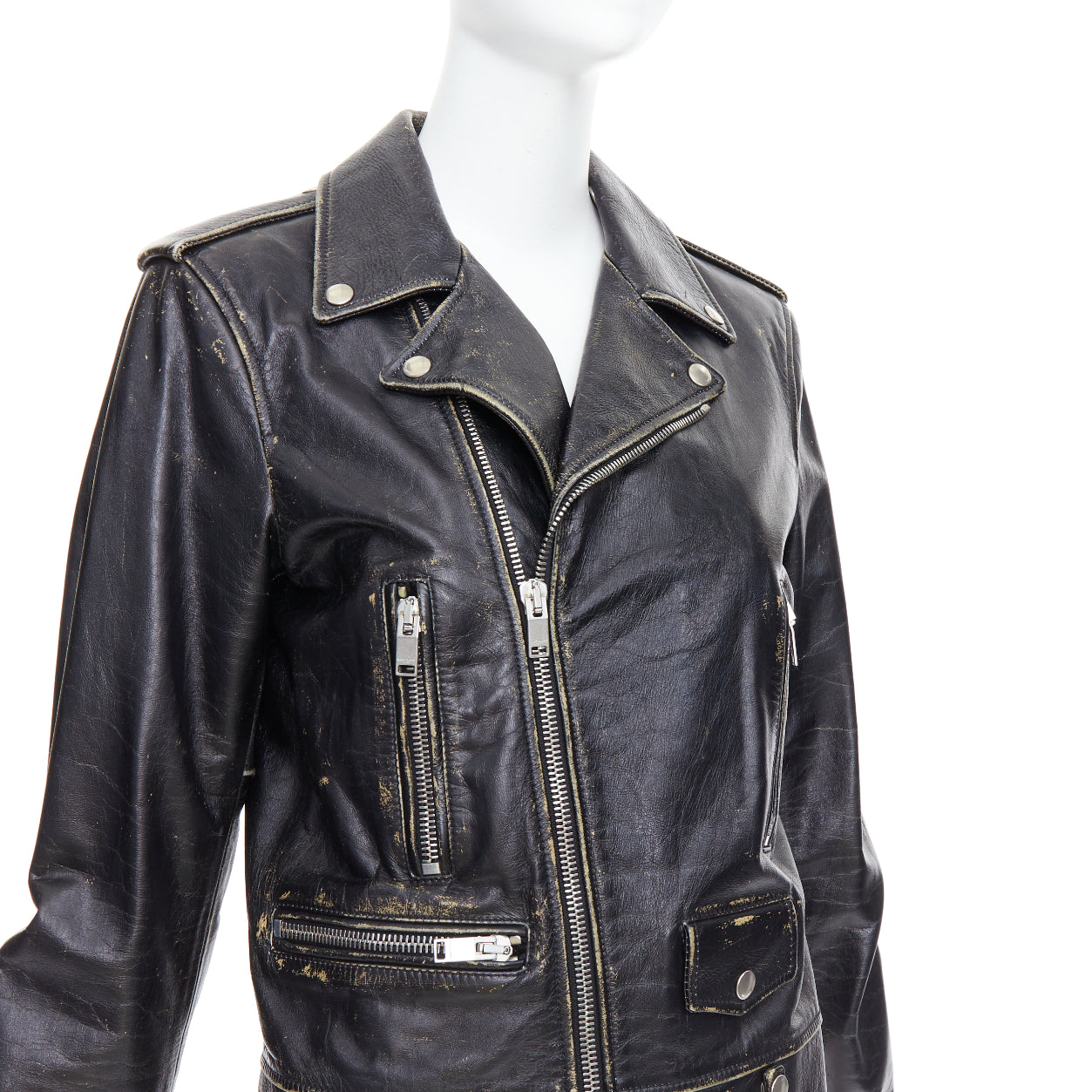 Saint Laurent Black Calfskin Biker Jacket - Detail 2
