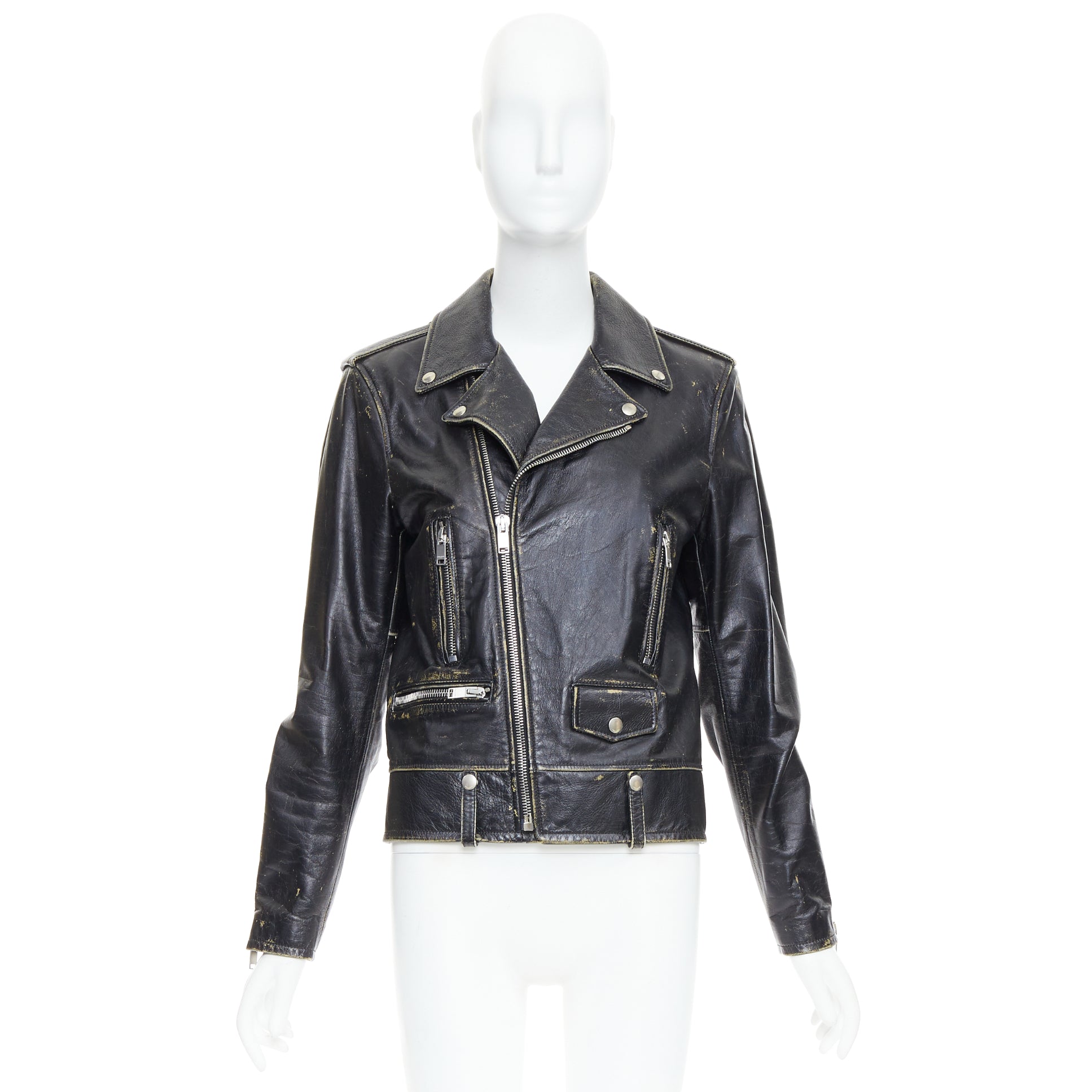 Saint Laurent Black Calfskin Biker Jacket - Image 11