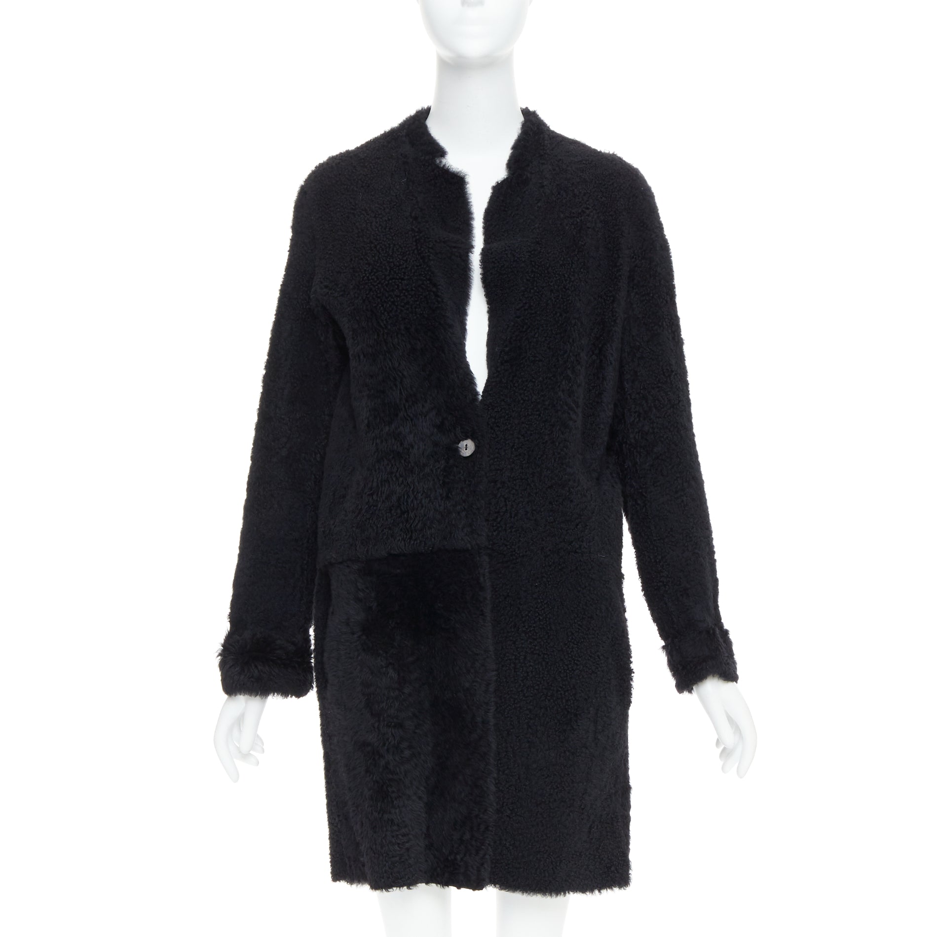 Karl Donoghue Black Shearling Long Coat