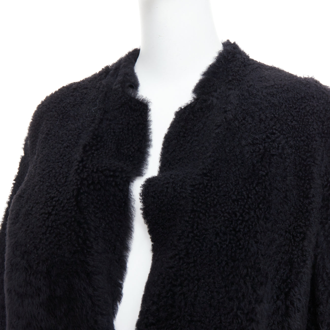 Karl Donoghue Black Shearling Long Coat - Back view