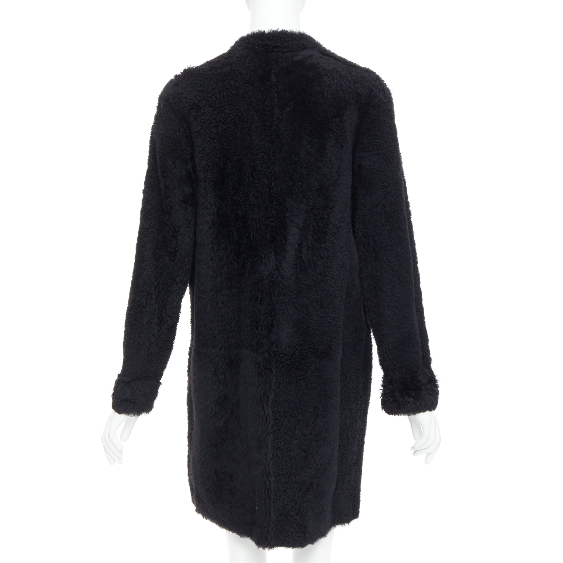 Karl Donoghue Black Shearling Long Coat - Detail 1