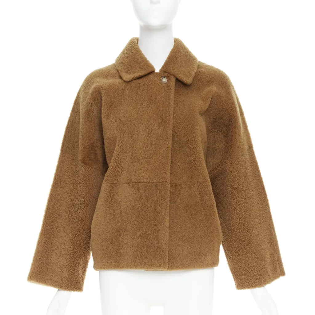 Max Mara Brown Leather Teddy Coat Brown Leather Very good - Front View