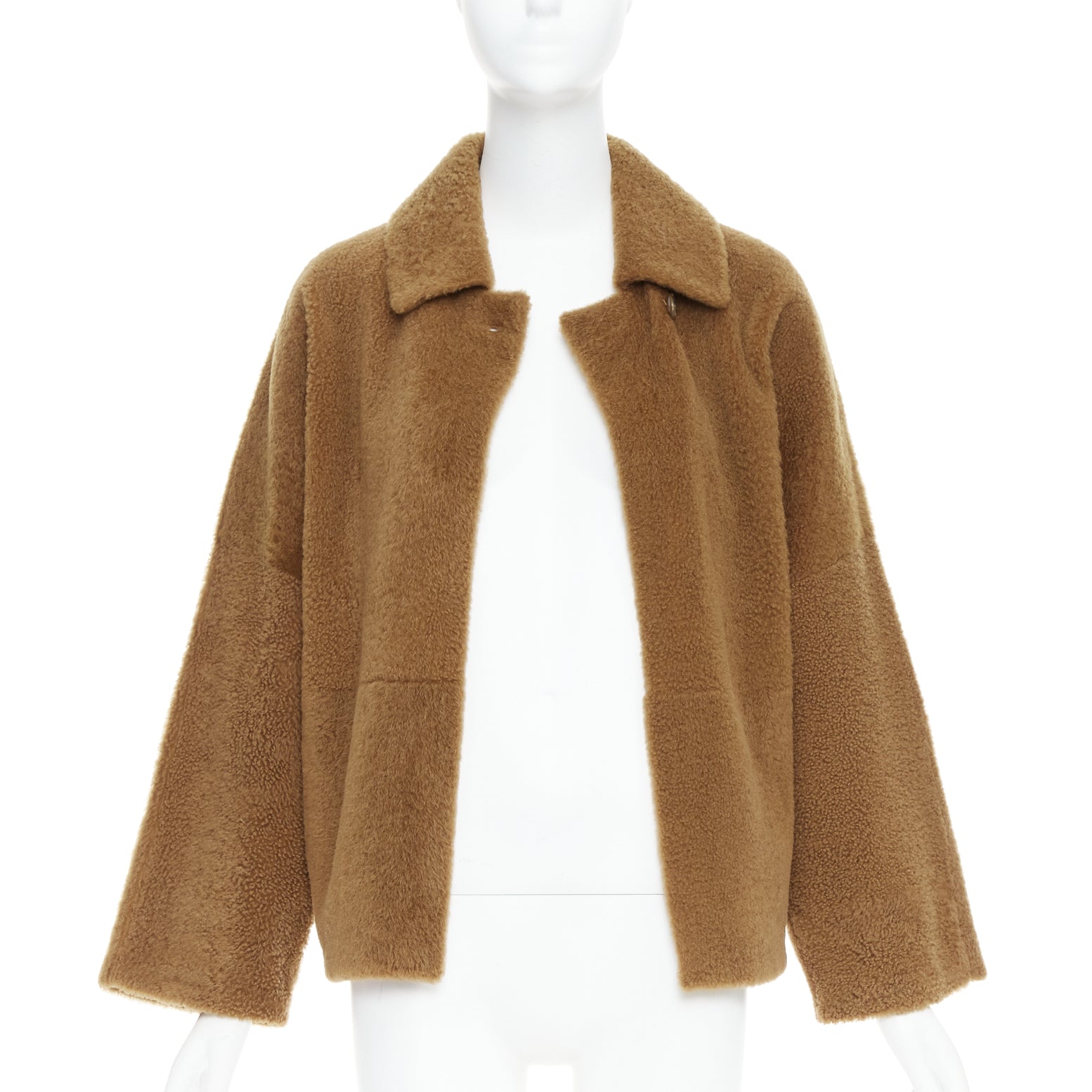 Max Mara Brown Leather Teddy Coat - Image 6