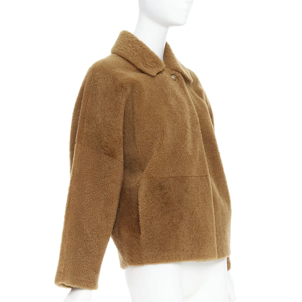 Max Mara Brown Leather Teddy Coat Brown Leather Very good - Model View