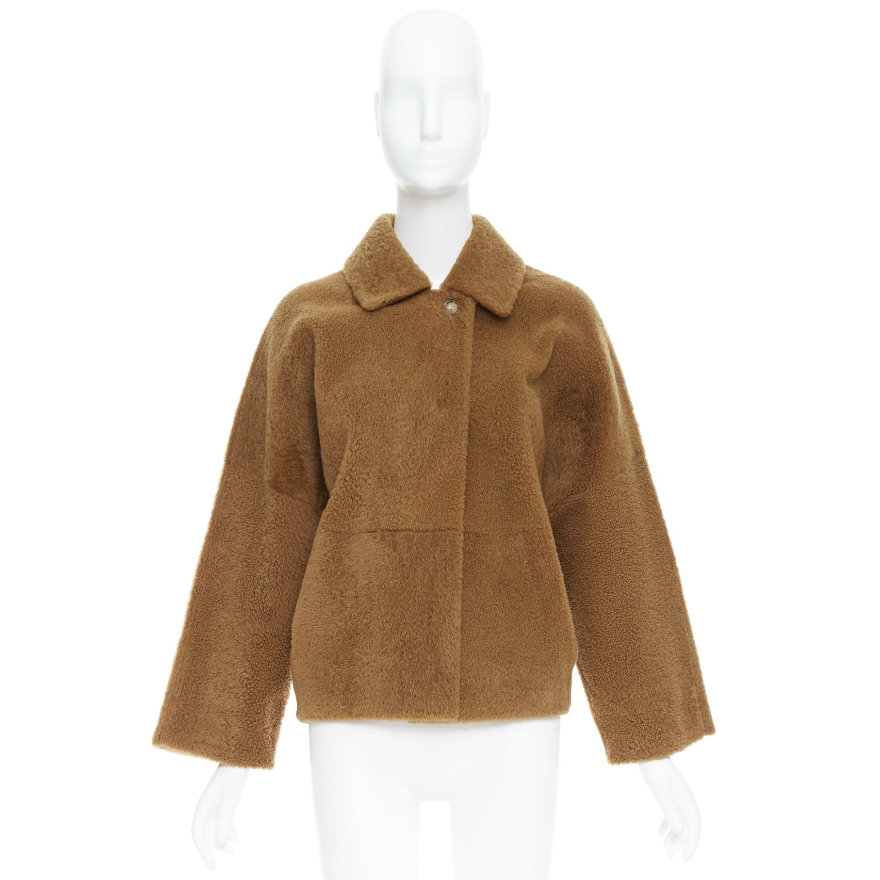 Max Mara Brown Leather Teddy Coat - Image 12