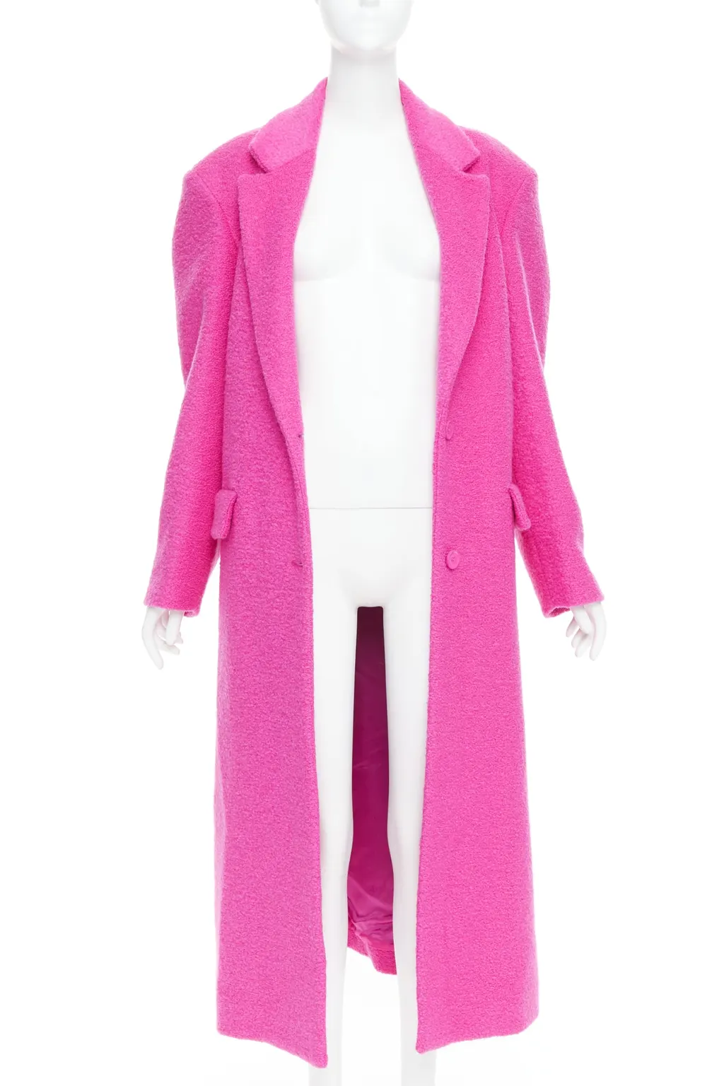 Valentino Hot Pink Wool Coat Pink Wood Very good - Inside View